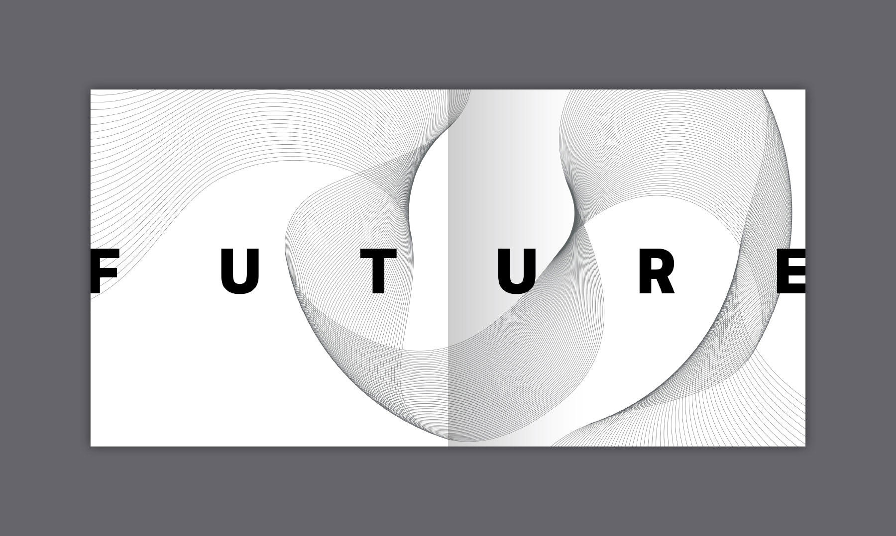 City of the Future title spread with bold spaced geometric sans typography that read's 'future' with flowing silver lines running through it