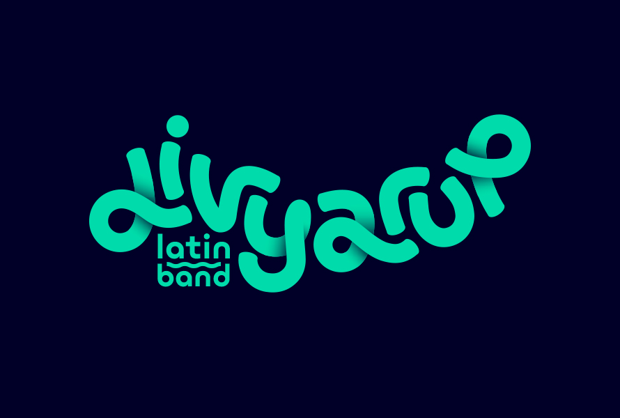 Divarup Latin Band groovy dancing logotype in green on navy